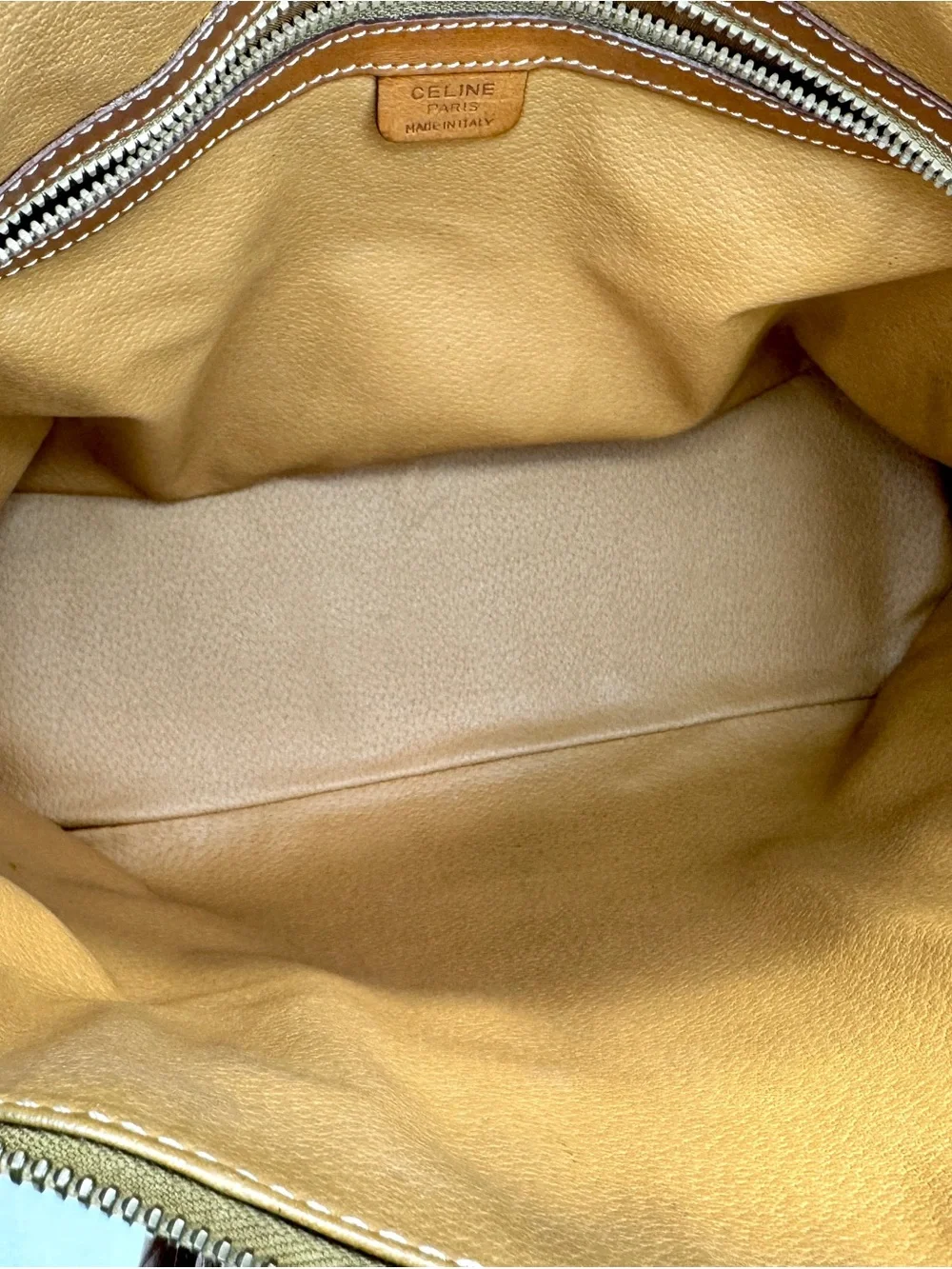 Vintage CELINE Macadam Boston Bag Brown Leather 2-Way Shoulder Satchel